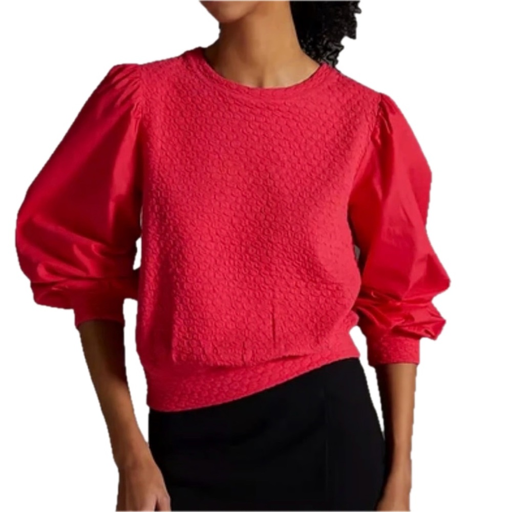 Anthropologie Porridge Fuschia Pink Textured Sweatshirt Large
